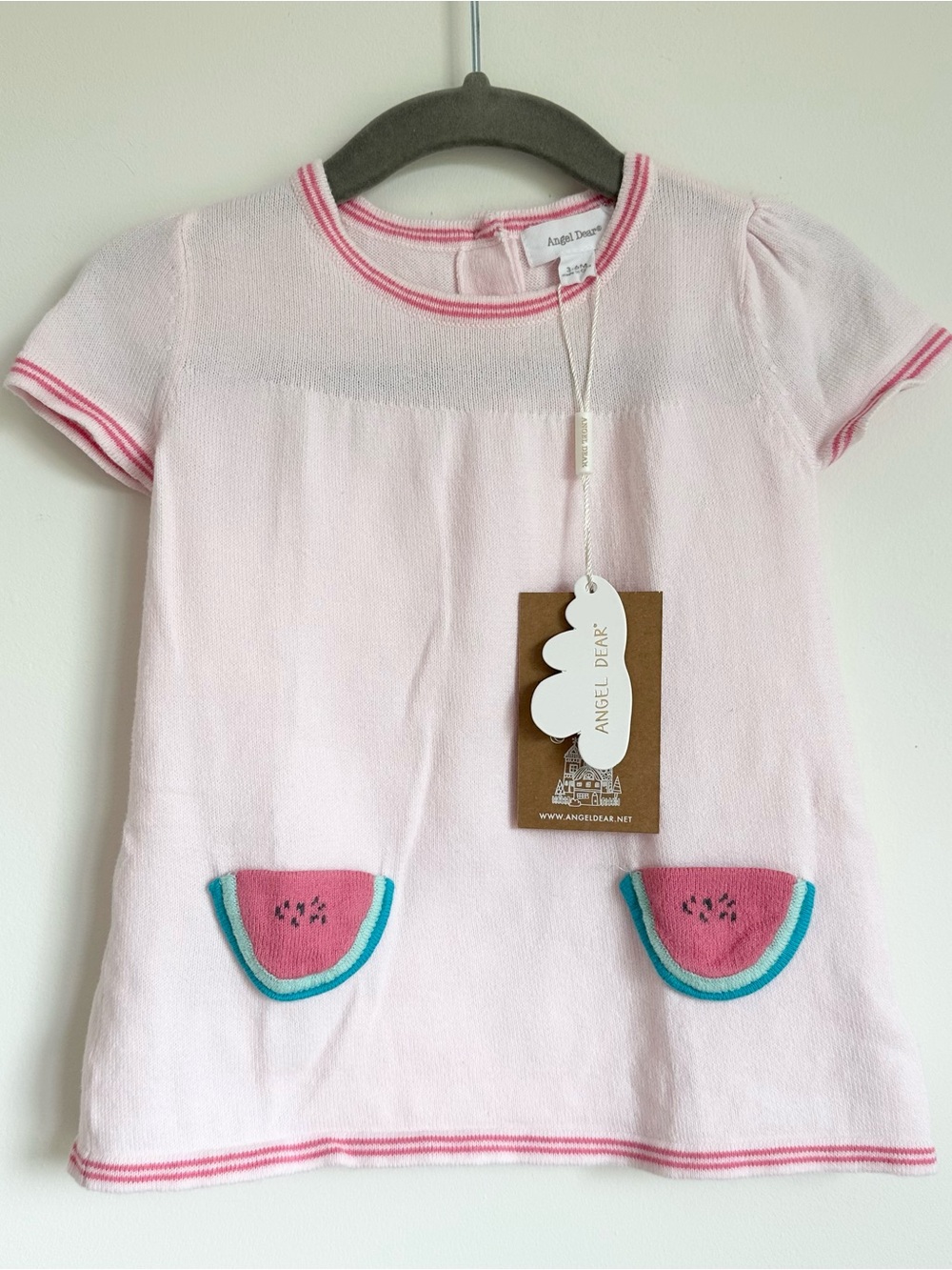 Brand New w Tags! ANGEL DEAR Knit Watermelon Dress Size 3-6 Months